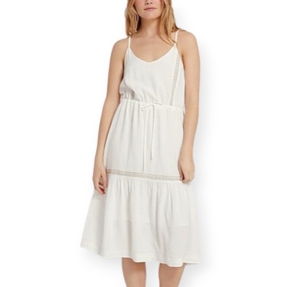 Frank and Oak White Embroidered Cami Midi Linen Blend Dress SZ Small - Picture 2 of 14